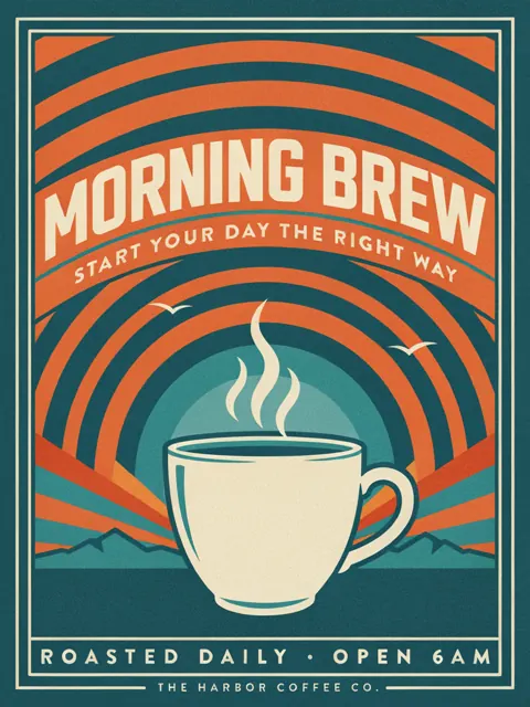 SI image generator example: café poster with text made with Ideogram 4.5