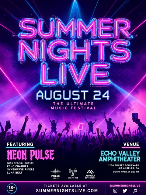 SI image generator example: event flyer made with Qwen Image 3